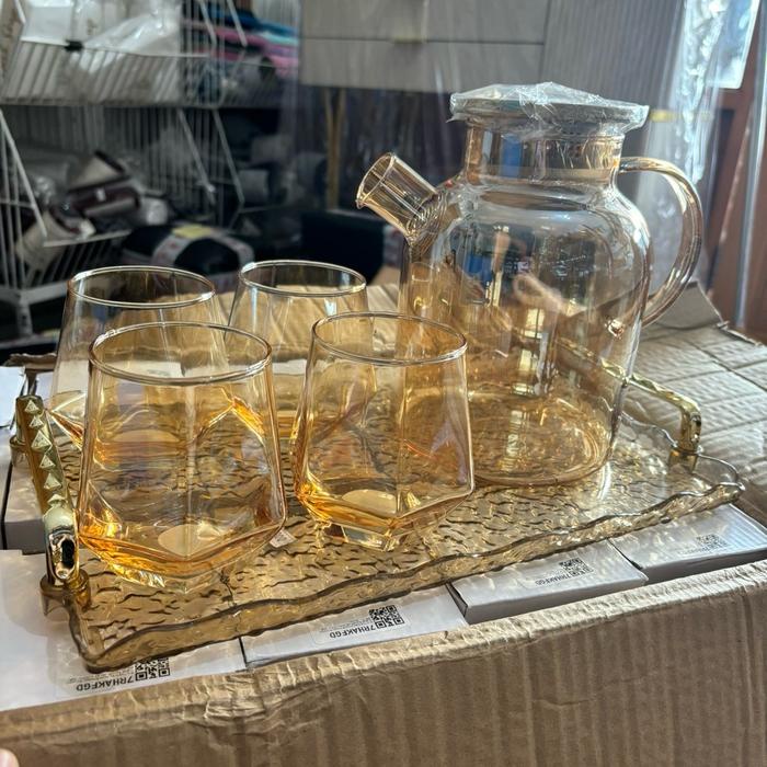 PROMO SET TEKO MEWAH KACA BOROSILICATE/ TEKO TAHAN PANAS COD