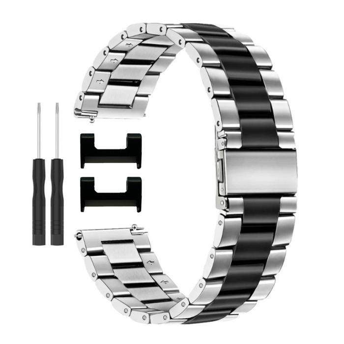 terbaru !!! strap stainless tali jam rantai twotone for amazfit t-rex pro - amazfit t-rex - amazfit