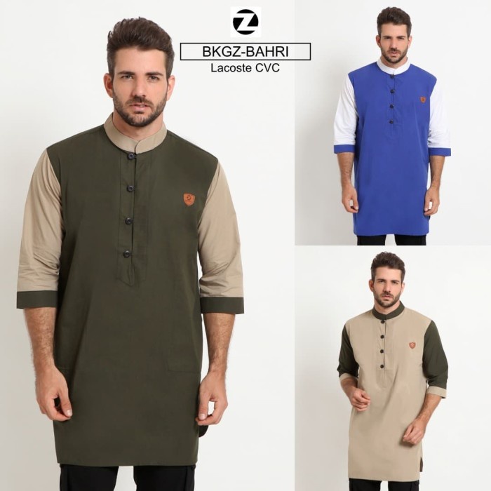 Zayidan Baju Koko Gamis Muslim Pria Bahri Hijau Army