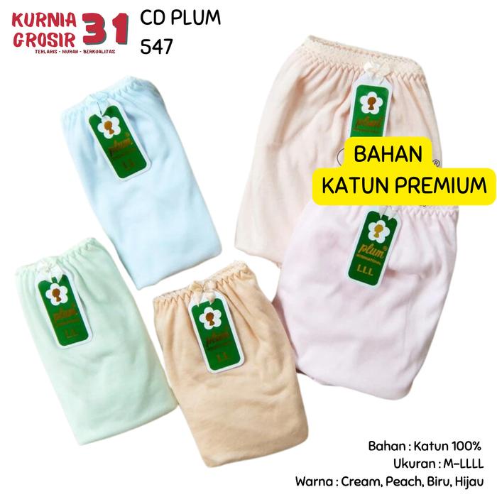 TERLENGKAP CELANA DALAM Wanita PLUM 547 / CD Karet Renda Warna Muda Ukuran JUMBO / Pakaian Dalam