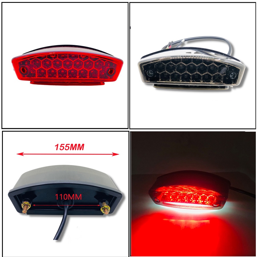 AMBERRSHOP 21 LED Universal Motorcycle Brake Light License Plate Rear Stop Indicator For Ducati Mons