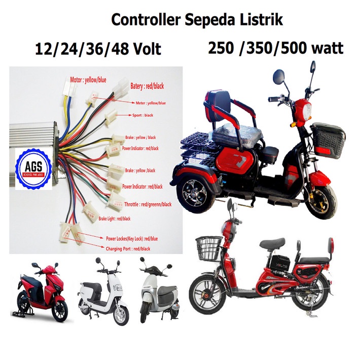 Controller Sepeda Listrik Universal 24 36 v 48v 250 350 watt 1500 watt
