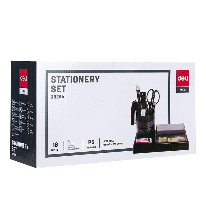 

Deli Set Alat Tulis Kantor Atk / Stationary Set Paket Hemat Super Lengkap E38254 Hitam Metal Pen