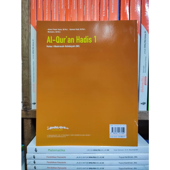 

SALE !!! BUKU AL-QUR'AN HADIS KELAS 1 MI KURIKULUM MERDEKA YUDHISTIRA READYY