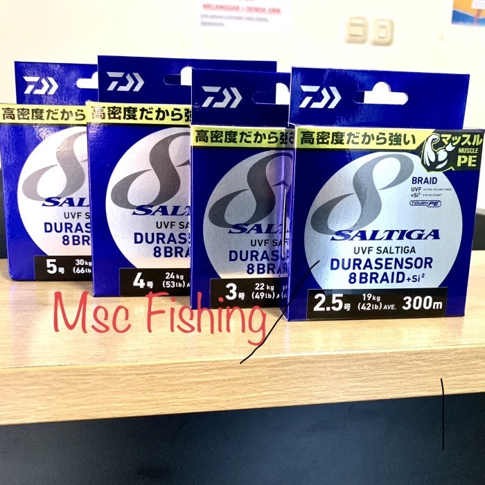 Senar PE Daiwa SALTIGA UVF DURASENSOR X8+12 300M PE 2.5, 3, 4, 5