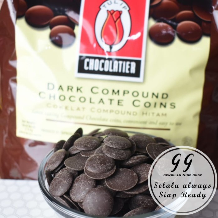 

Ready Stok" 250 Gram Tulip Dark Compound Coin Chocolate Cokelat Coklat