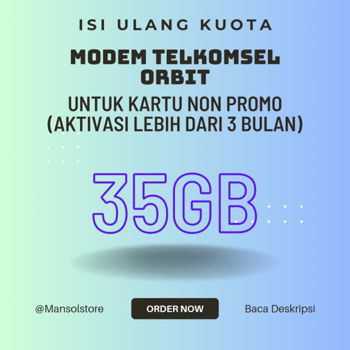 Voucher Paket Data Telkomsel Orbit 35GB / Kuota Internet Telkomsel TERLARIS/TERMURAH/TERPOPULER