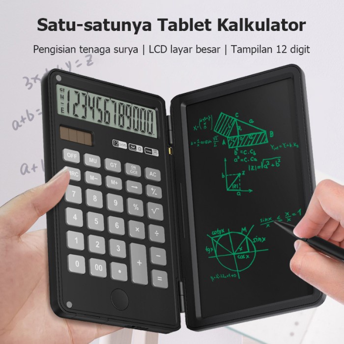 

Foldable Scientific Calculator 12-Digit With Erasable Lcd Writing Pad