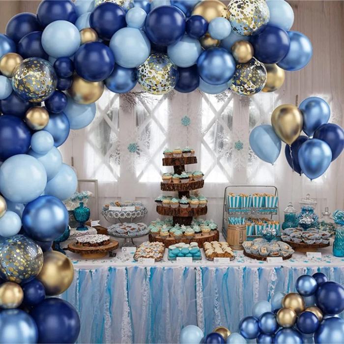 113pcs Balon Garland Karangan Bunga Warna Biru Untuk Dekorasi Pesta Ulang Tahun Balon Ulang Tahun