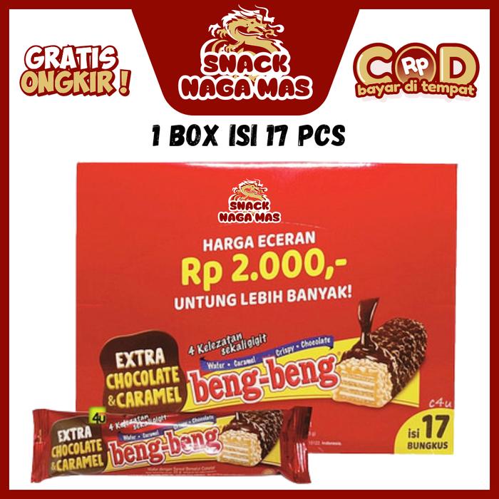 

BISKUIT BENG BENG BOX EXTRA CHOCOLATE & CARAMEL CRISPY WAFER COKLAT BENG-BENG [1 BOX ISI 17] Cemilan
