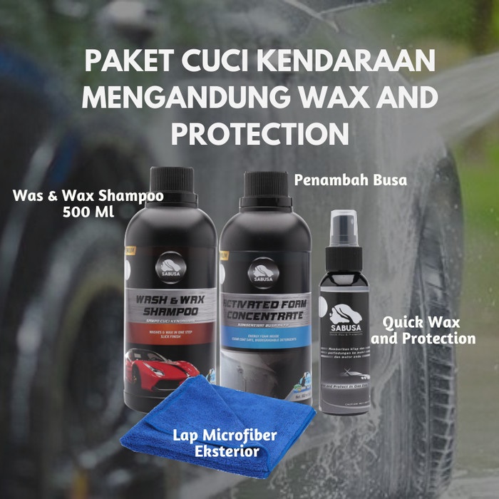 PAKET CUCI MOBIL MOTOR WAX SHAMPOO Penambah Busa Pengkilap Wax Lap
