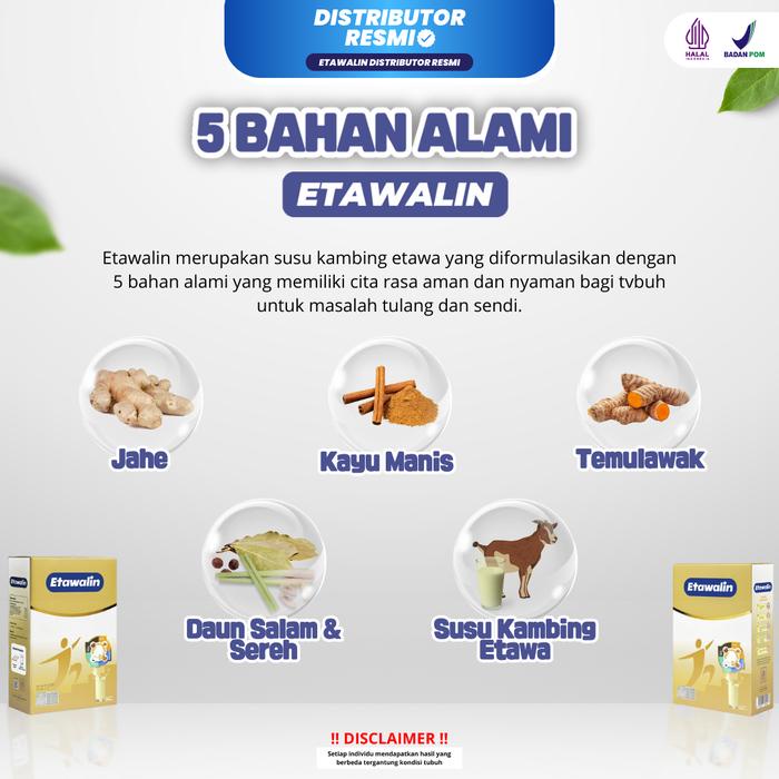 

Etawalin Susu Kambing Etawa 1 Box Halal Bpom - Minuman Susu Bubuk Asli dengan Jahe, Temulawak, Kayu
