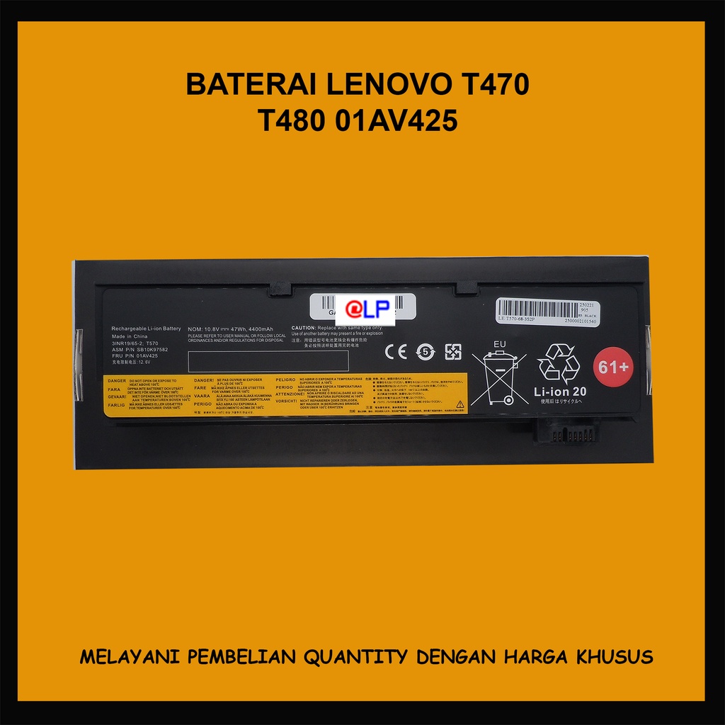 Baterai Lenovo t470 t480 01AV425