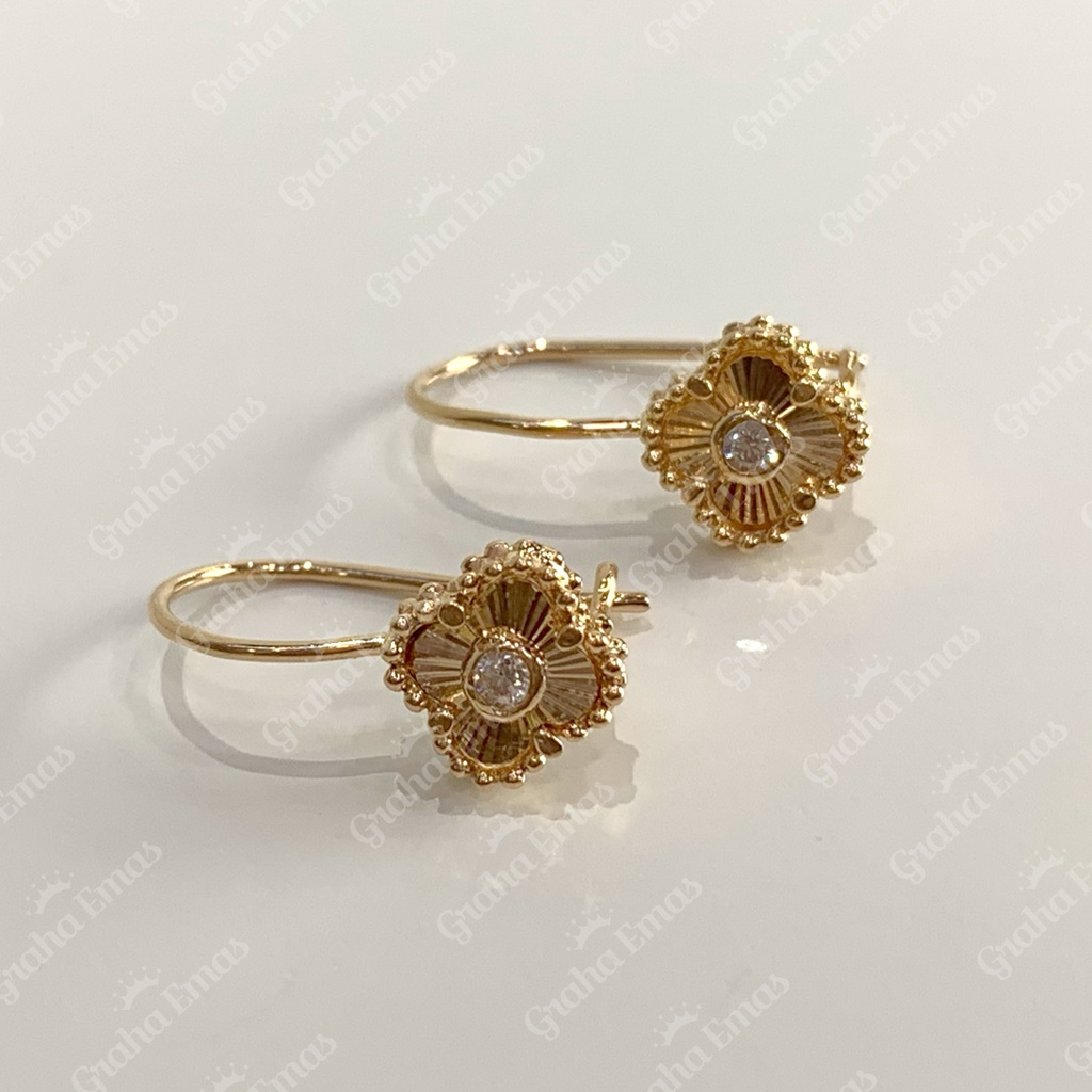 Graha Emas Anting Emas Kuning Clover 16K - Yellow Gold Earring Clover Model 16ct [ 00LV ]