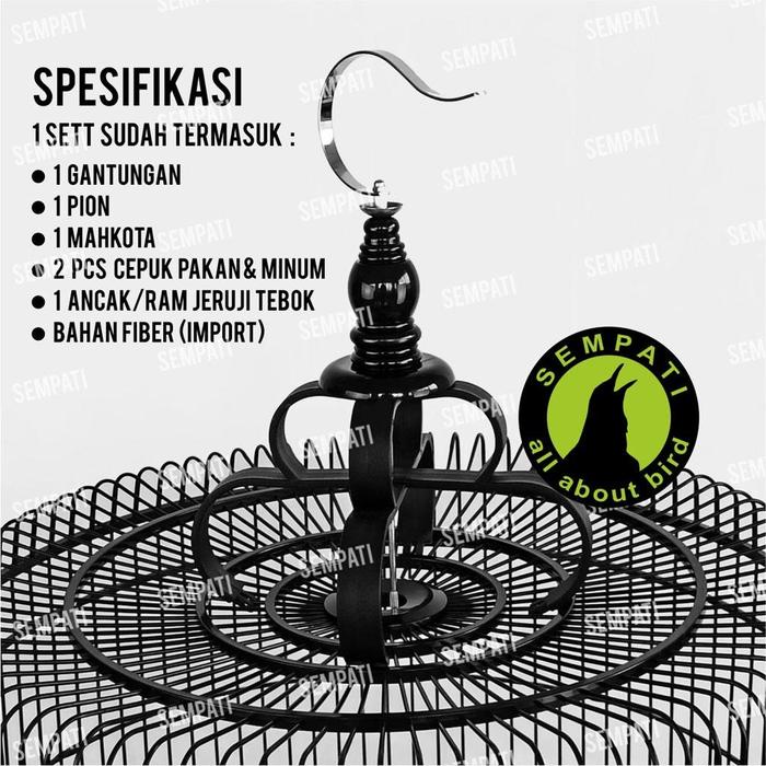 SEMPATI Sangkar Murai Import Kandang Burung Murai Batu Bahan Fiber Import Fullset Free Cepuk Klem