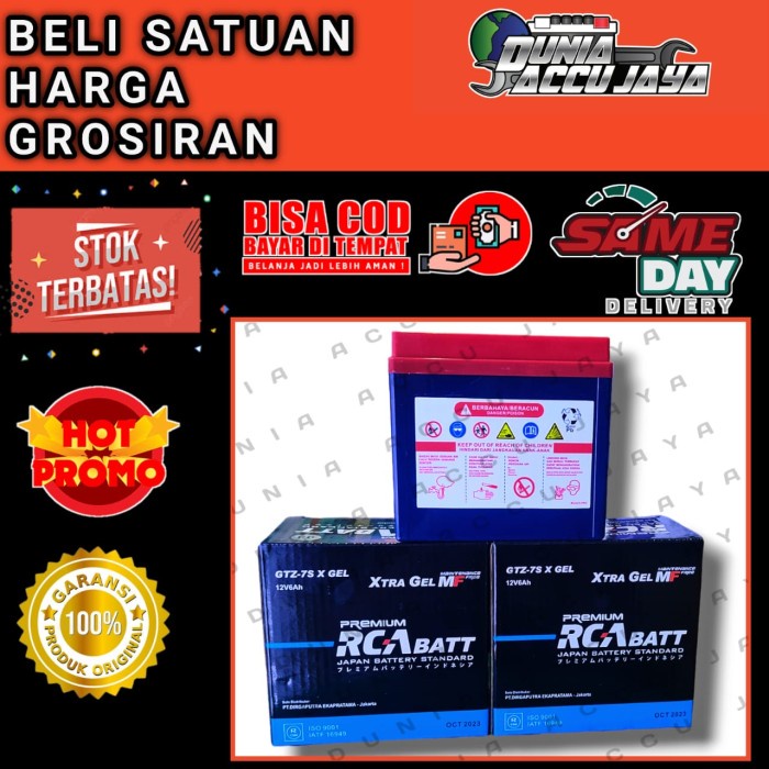 Aki Motor Kering Merk RCA BATT GELL GTZ7S GTZ6V 6ah 12Volt Bergaransi DiskonJual MurahHarga