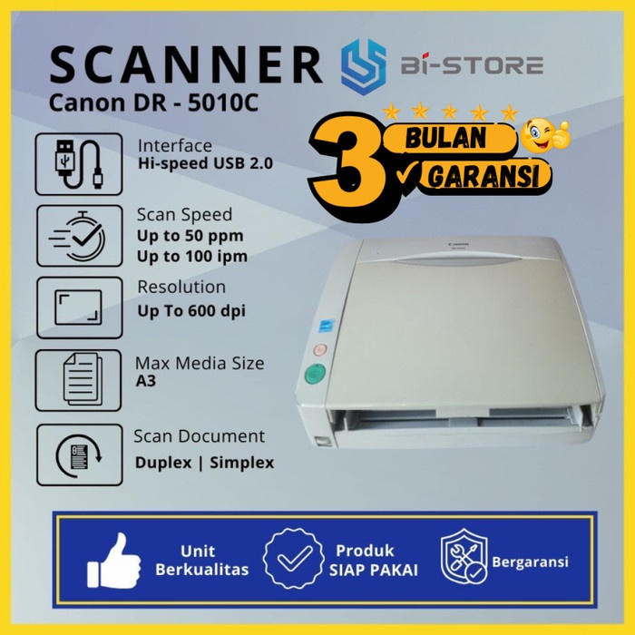 Scanner A3 Canon Dr-5010C Kecepatan Scan 50PPm Daily Use 6000 Lembar