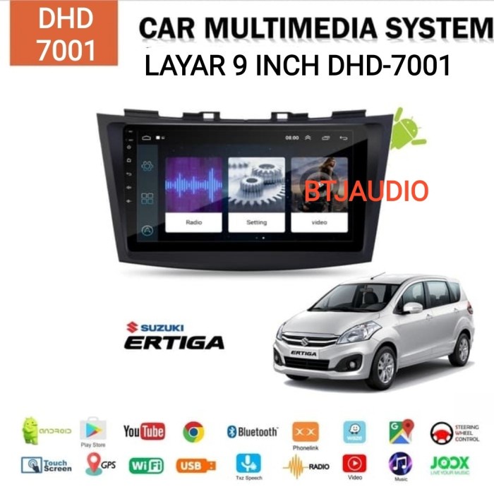 HEAD UNIT TAPE TV MOBIL DOUBLE DIN ERTIGA/SWIFT OS ANDROID LAYAR LEBAR