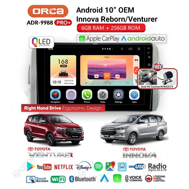 Head Unit Innova Reborn Orca 9988 Pro Plus Android Auto Car Play