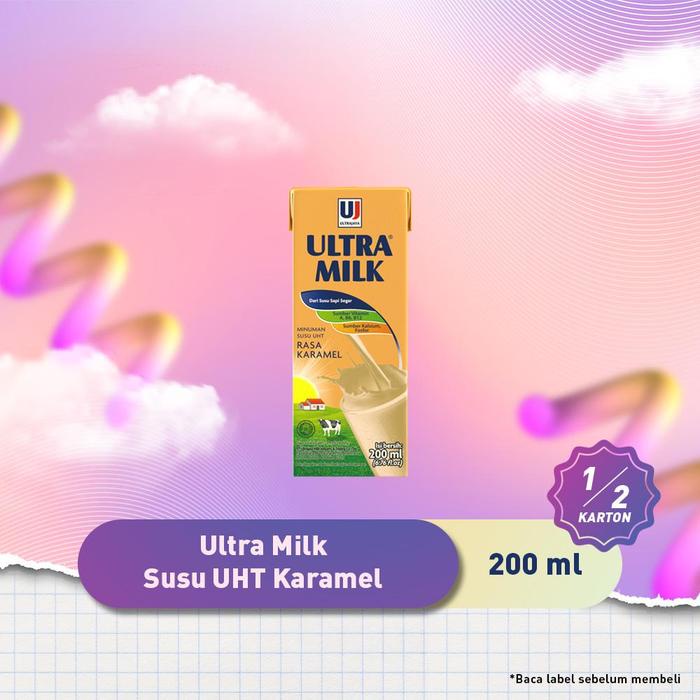 

terbaru !!! ultra milk susu uht caramel 200ml 1/2 karton (12 pcs) ready