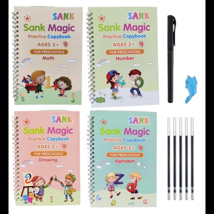 

JTTOP" BUKU SANK MAGIC ISI 4 BUKU + 1 BULPEN + 4 REFIL EDUKASI MENGGAMBAR AJAIB TK PAUD BELAJAR PENA