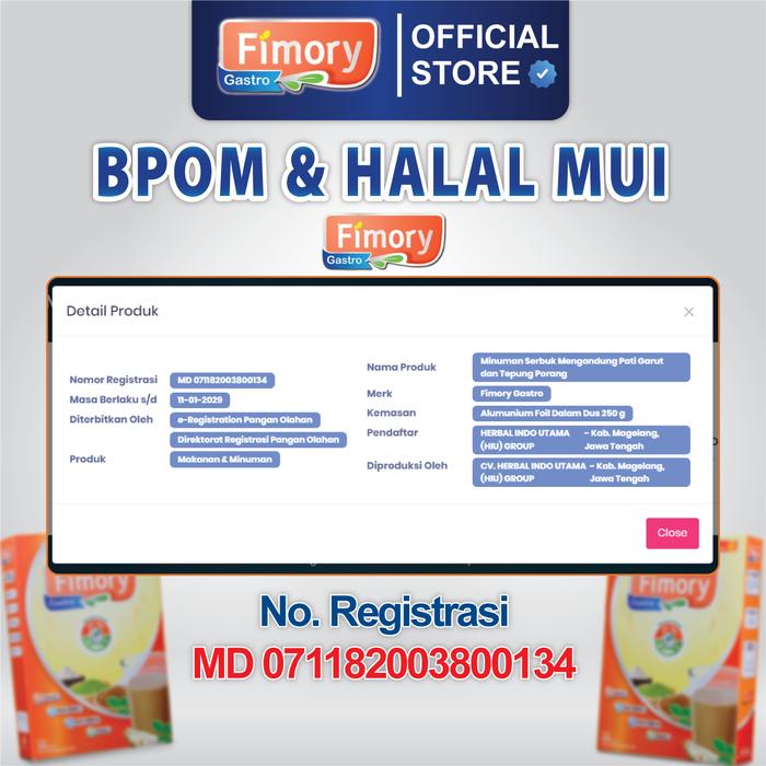 

terbaru !!! paket 1 box fimory gastro 250 grm bpom minuman sereal umbi garut meredakan asam lambung