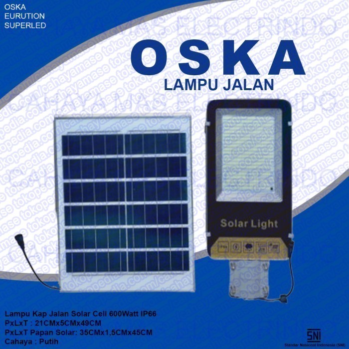 Terlaris OSKA EURUTION Lampu Jalan PJU (Penerangan Jalan Umum) Street Light LED Solar Cell Tenaga