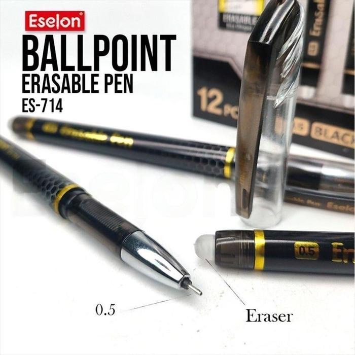 

JTTOP" PULPEN HAPUS / ERASABLE PEN - ESELON ES714 HITAM STATIONERY