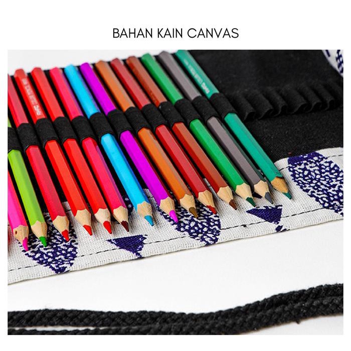 

JTTOP" BOHEMIAN TAS PENSIL GULUNG CANVAS 36 / 48 / 72 SLOT / COLOUR PENCIL CASE SLOTS / TAS TEMPAT