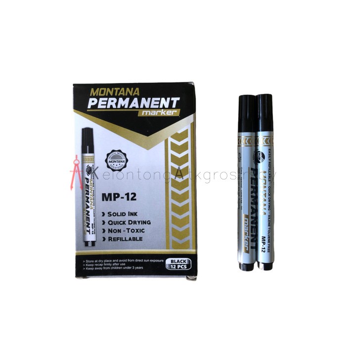 

JTTOP" SPIDOL PERMANENT / SEPIDOL PERMANEN HITAM MONTANA MP-12 LUSINAN