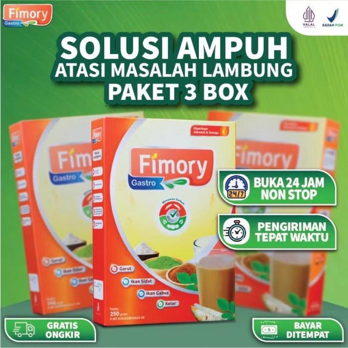 

terbaru !!! fimory gastro sereal umbi garut 3 box 750gr bpom halal mui - meredakan asam lambung,