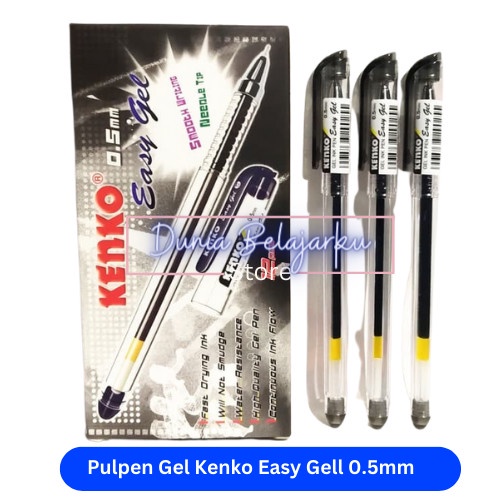 

JTTOP" PULPEN GEL KENKO EASY GELL HITAM / BIRU 0.5MM ISI 12 BUAH