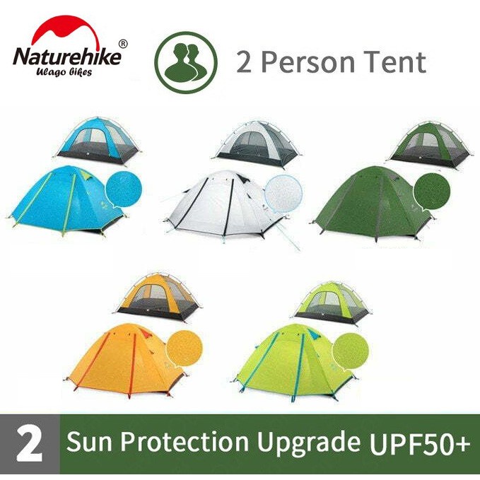 Tenda 2P Light Naturehike Nh18Z022-P 2 Orang P-Series Aluminium Pole Alloy Kemah Hiking Camping