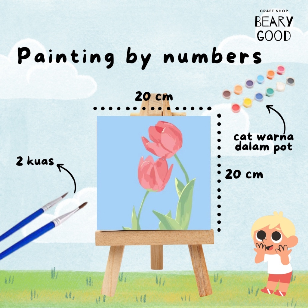 

Berkualitas [Bearygood] Pemandangan Indah Canvas Painting By Number / Painting Kit Anak/ Paint By