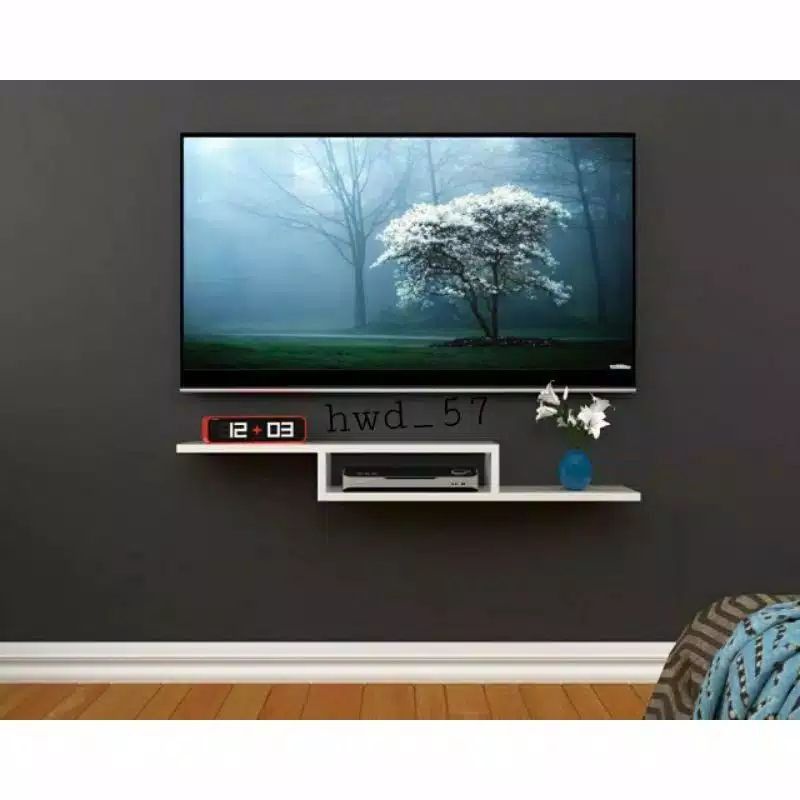 Premium Rak Tv Dinding Minimalis Dekorasi Tempel Dinding Melayang