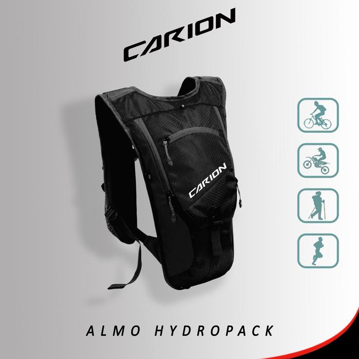 Tas Ransel Almo Hitam Outdoor Hydropack Sepeda Motor Trail 8 Liter Cariontrail Mendaki Black