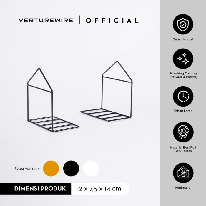 

Verture Pembatas Buku Besi Model Rumah / House Book Shelf