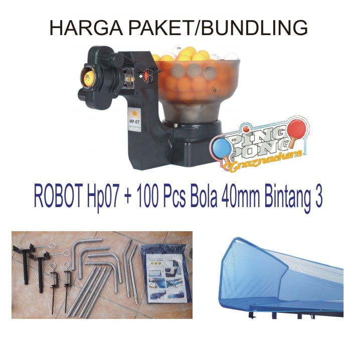 Fullset Mesin Robot Pingpong Jaring Penangkap Bola Tenis Meja