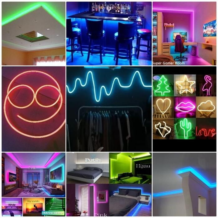 100M LAMPU LED NEON FLEX 220V WATERPROOF TINGGAL COLOK SIAP PAKAI / LAMPU KAMAR LAMPU HIAS(FREE