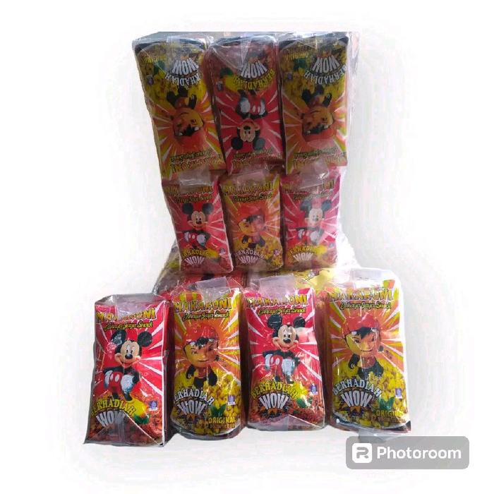 

Makaroni @100 pcs - Snack makaroni rasa Original dan Pedas Daun Jeruk - Kemasan Karakter Food