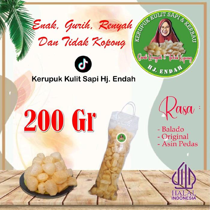 

Hj. endah- Kerupuk Kulit Sapi Original 200 gram Snack Cemilan Enak Gurih Renyah Asin Krupuk