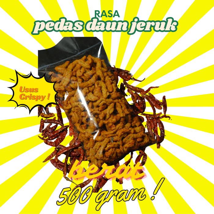 

Keripik usus crispy 500 gram Bumbu Pedas Daun Jeruk Cemilan Food Snack Kering Kripik usus Ayam