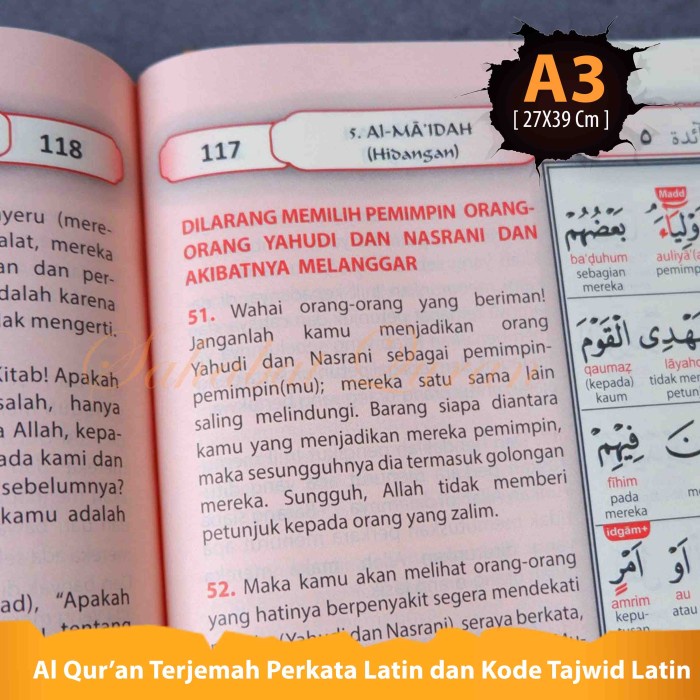AL QURAN THE BIG AL HADI A3 MUSHAF TERJEMAH PERKATA LATIN QURAN LANSIA