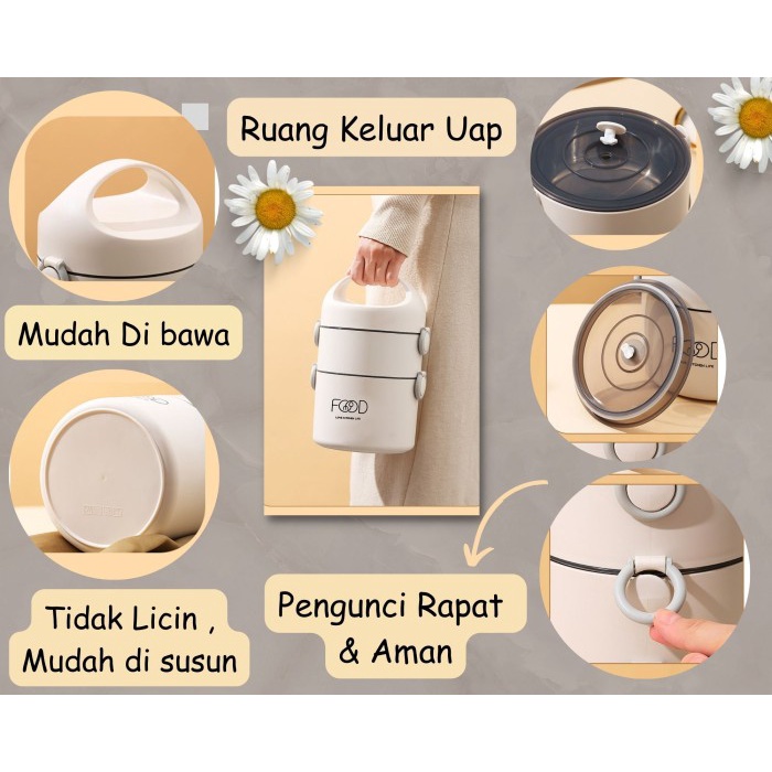 Rantang Makan Tahan Panas / Rantang Susun Stainless Anti Tumpah
