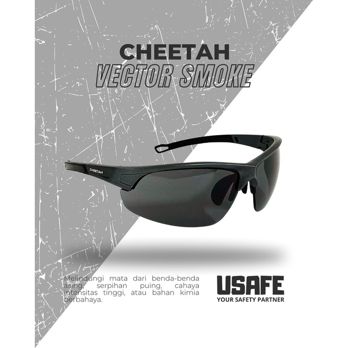 Kacamata Safety Cheetah Vector Smoke Lens Original ( hitam )