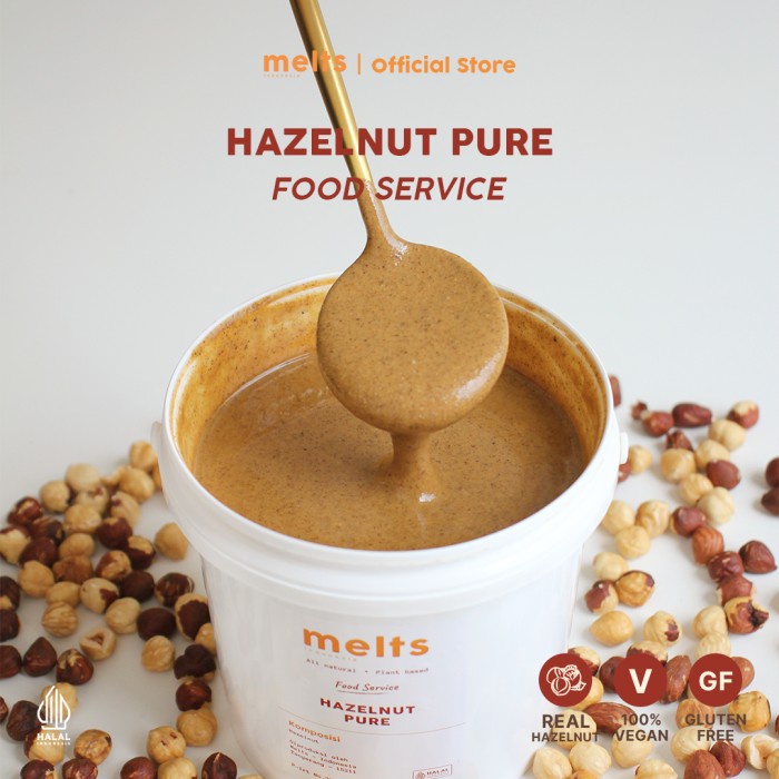 

Melts Food Service - 100% Hazelnut Pure Paste 1kg Selai / Pasta Kacang Hazelnut Dairy Free, Egg Free