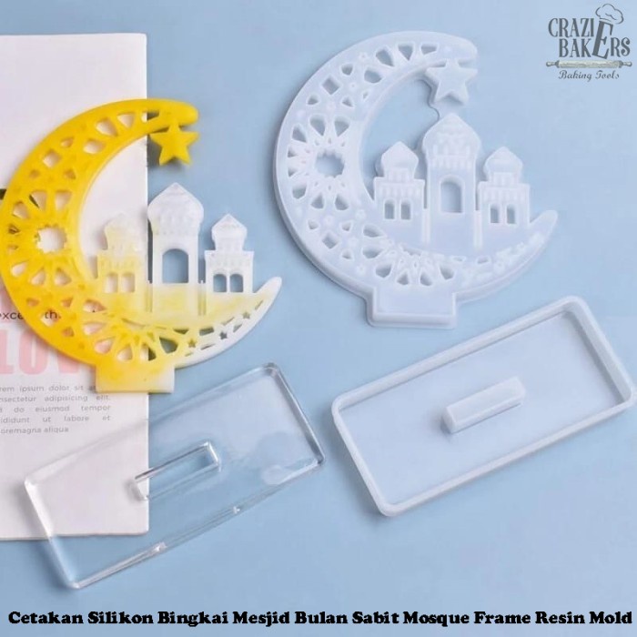 

Terlaris Cetakan Silikon Bingkai Mesjid Bulan Sabit Mosque Frame Resin Mold SALE