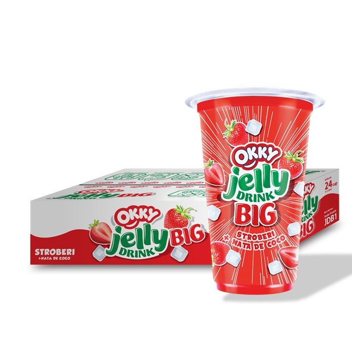 

Okky Jelly Drink Big rasa Stroberi (1 karton isi 24 cup)