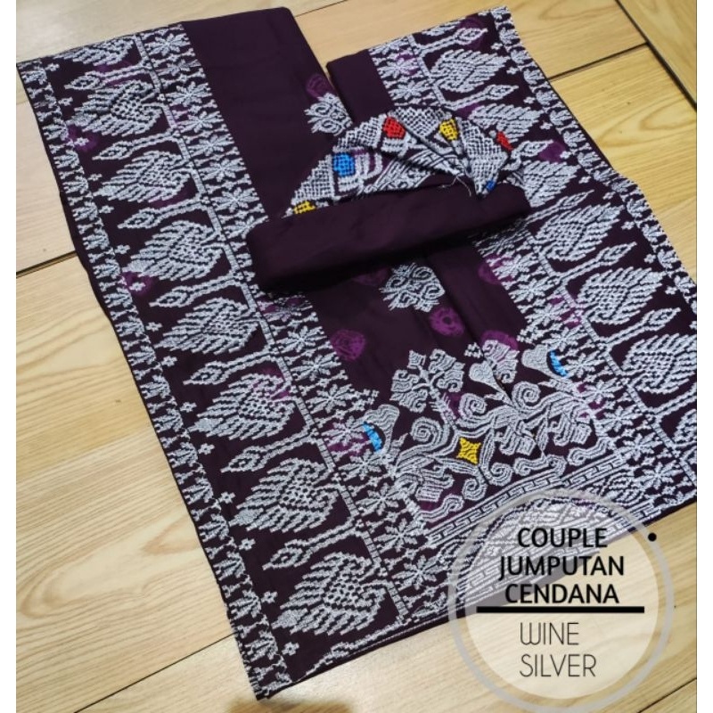 New Set Couple Jumputan Songket Bordir Premium (Saput Udeng Kamen) Ready