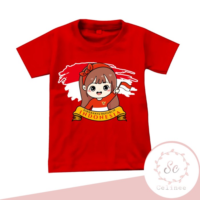 BAJU ANAK-ANAK MOTIF 17 AGUSTUS KEMERDEKAAN INDONESIA/KAOS DISTRO/KAOS MERAH 17 AGUSTUS
